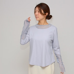 【一点投入で旬顔】 チュールコンビ・レイヤードシアートップス ‐ LER-2632 グレー ‐