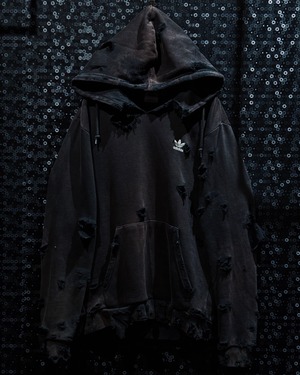 【ÆIEM】original “boro” re:make adidas Trefoil Double Hood Pullover Hoodie