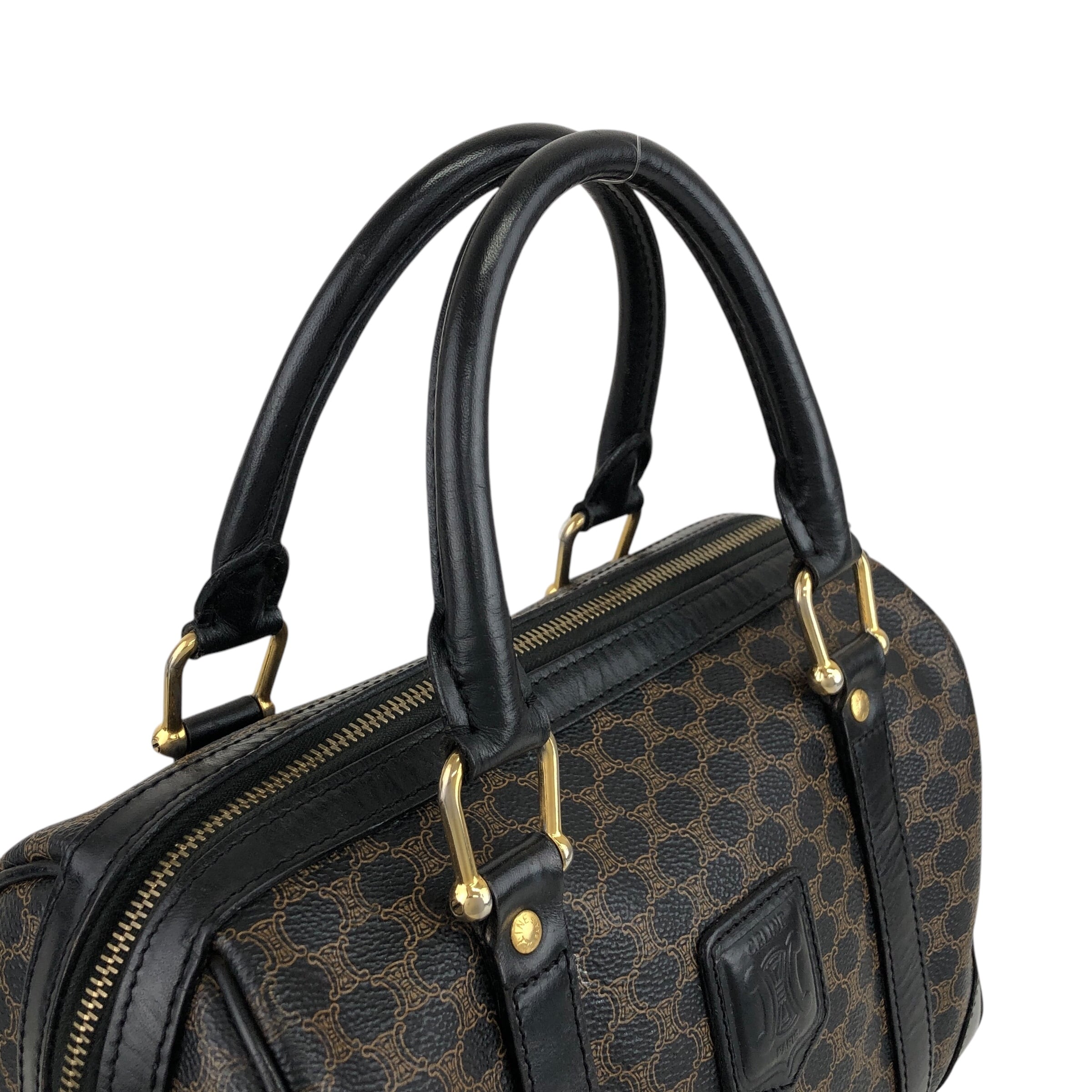 CELINE ボストンバッグ ブラック マカダム ハンドバック CELINE セリーヌ マカダム ハンドバッグ ブラック 2way ブラゾン型押し