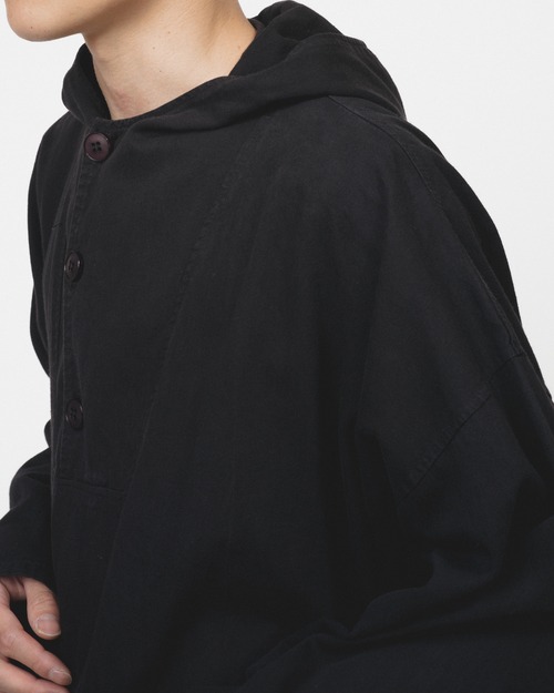 [1990's] "Italian Vintage" Black Cotton Anorak Parka (Made in Italy)