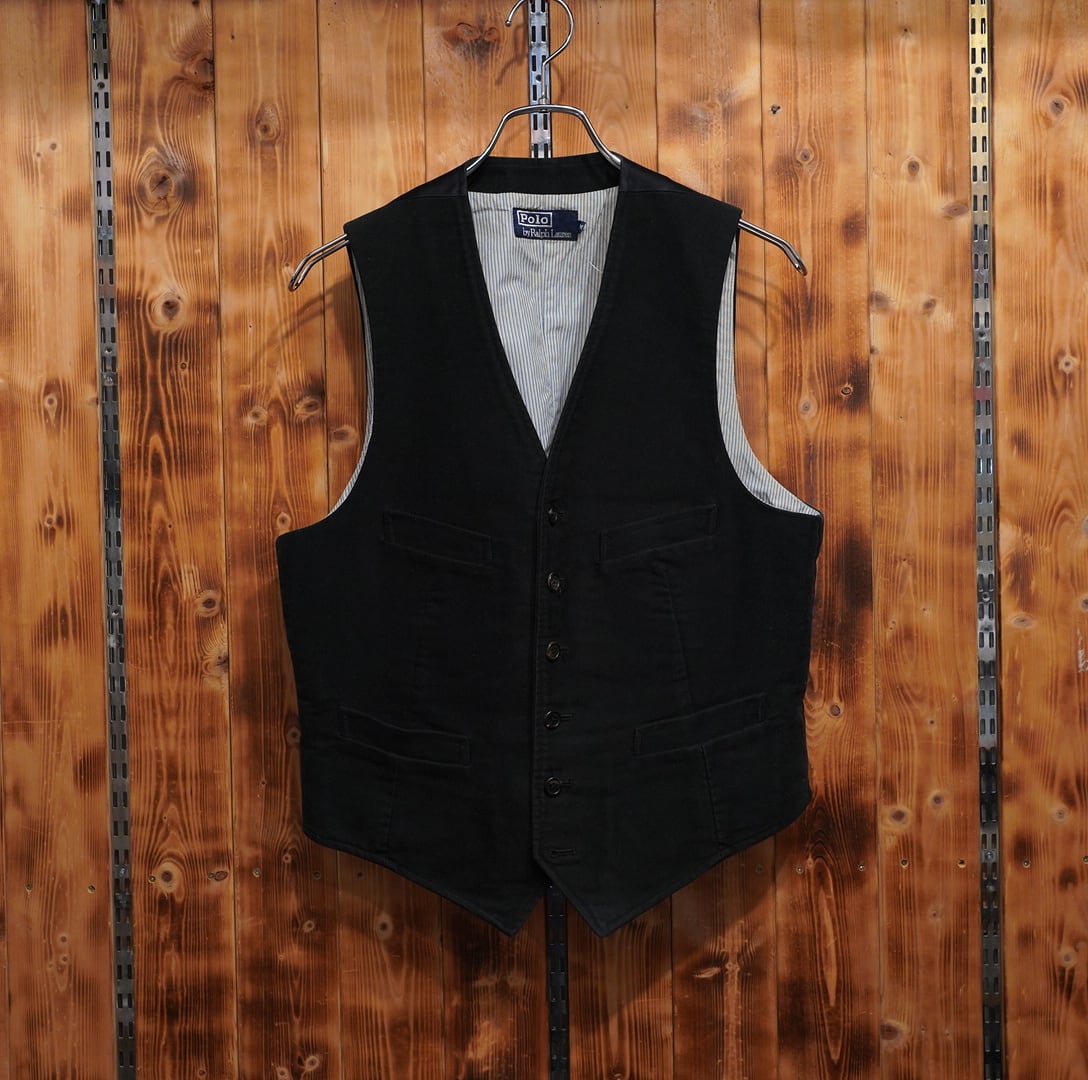 ralphlauren コットン ベスト M/ラルフローレン 黒 ブラック