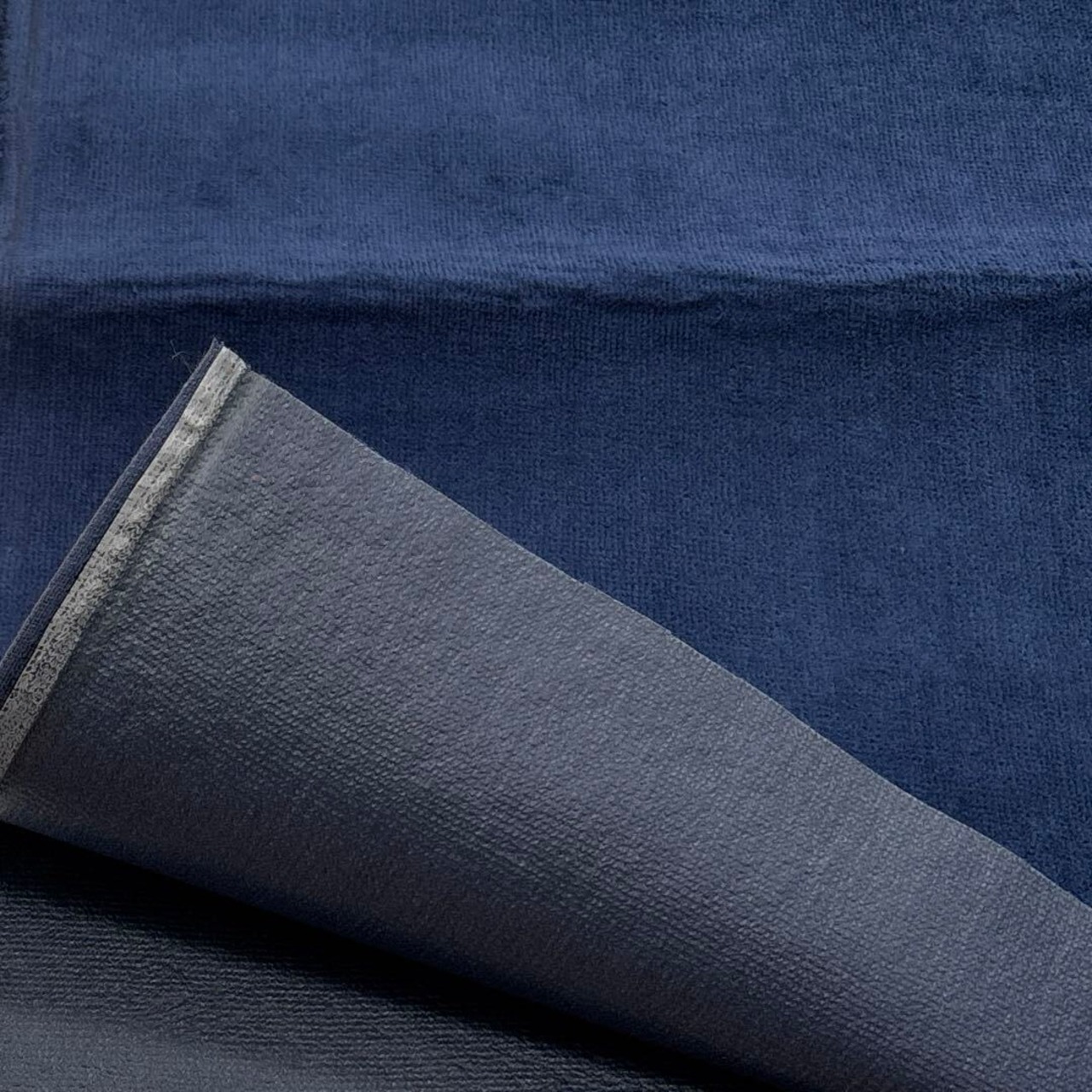 ★TC182◆1m◆ポリエステル100％別珍裏ラミネート貼り生地◆ネイビー