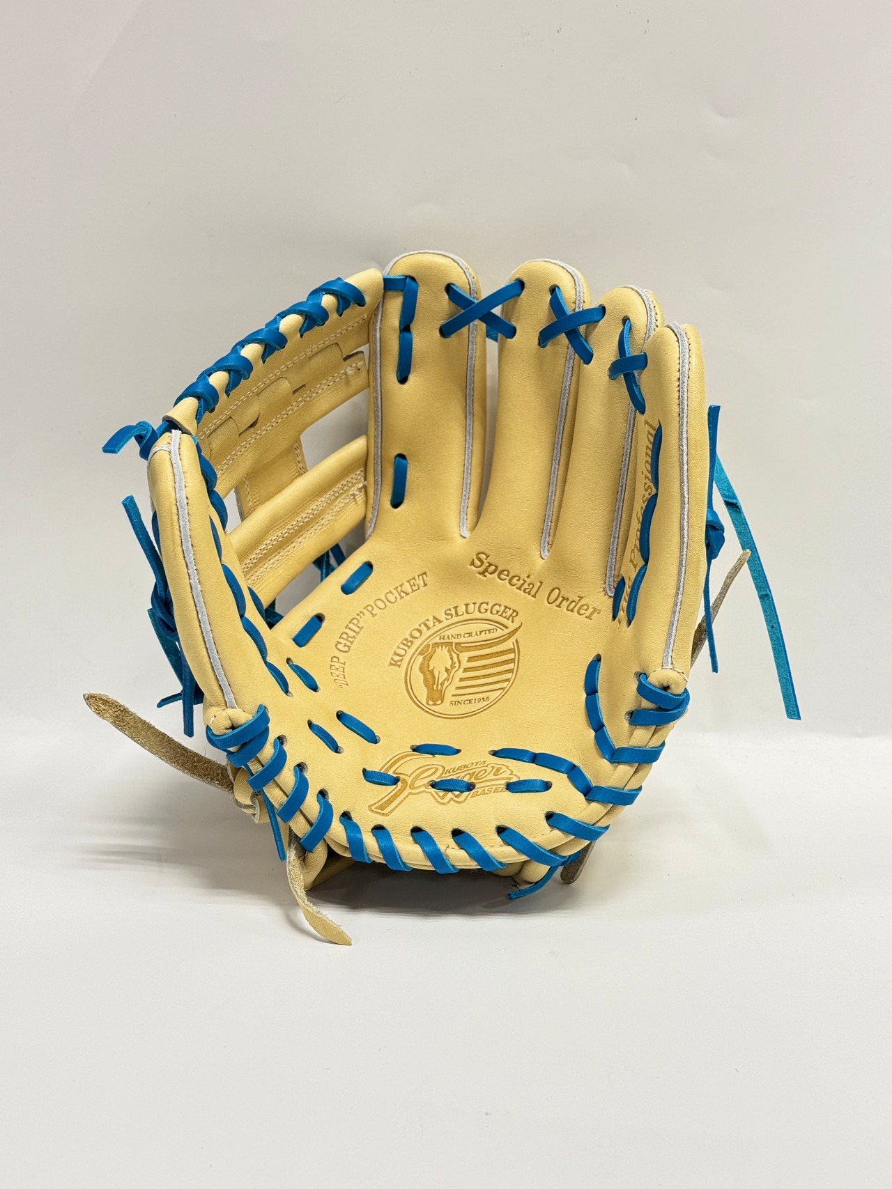 KUBOTA SLUGGERｰ久保田スラッガー　限定グラブ　少年軟式用　右投げ用　トレンチ×水色・画像7