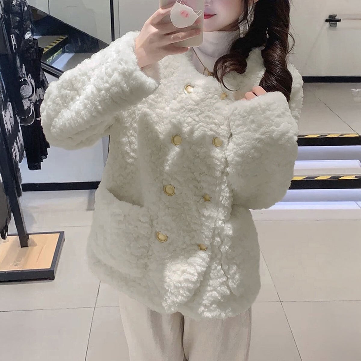 ボア ジャケット もこもこ アウター レディース 韓国 秋冬 きれいめ 大人 カジュアル ゆったり 体型カバー 防寒 保温 暖かい 中綿 厚手 高見え 大人可愛い 大人女子