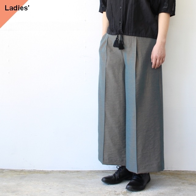 FANTASTICDAYS ナイロンタッサーシャンブレーワイドクロップドパンツ MAISON-241-01　（Gray）