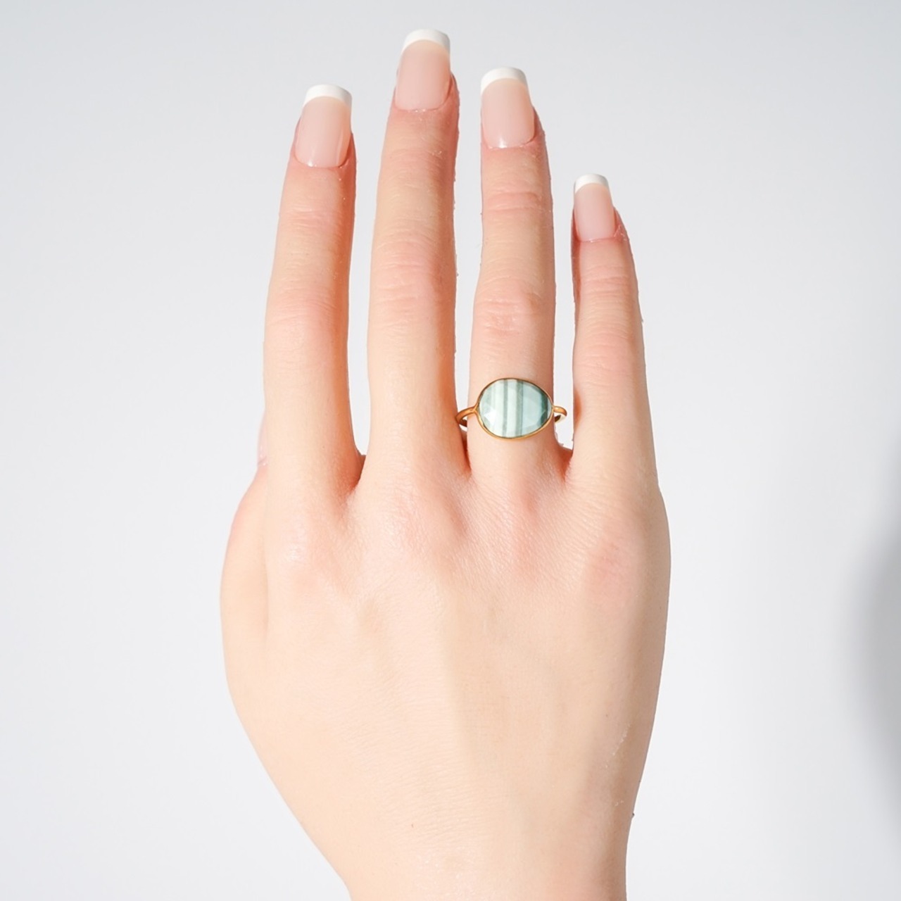 【11号】グリーンストライプオパール リング