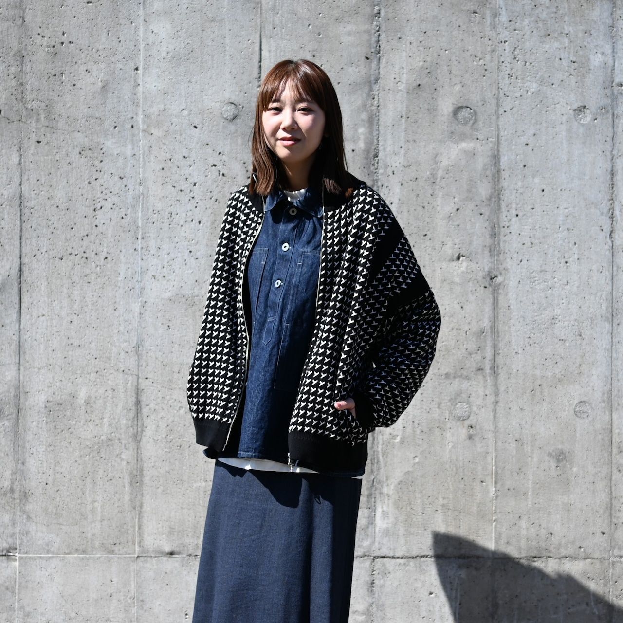 YASHIKI / GANKO別注 Shinsetsu Drivers Knit レディース着用コーディネート