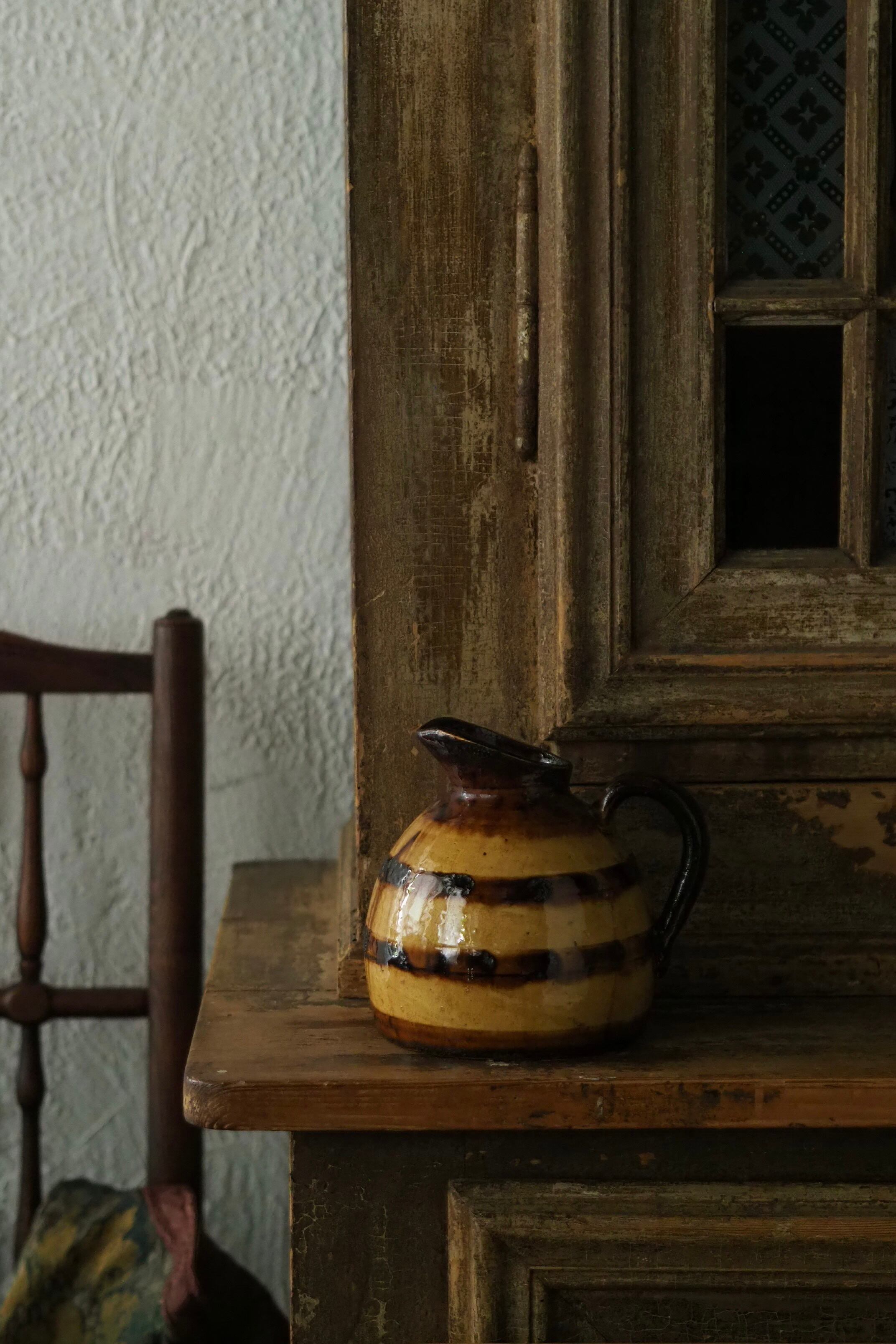南仏 ユニークな柄の水差し-antique pottery pitcher | アンティーク