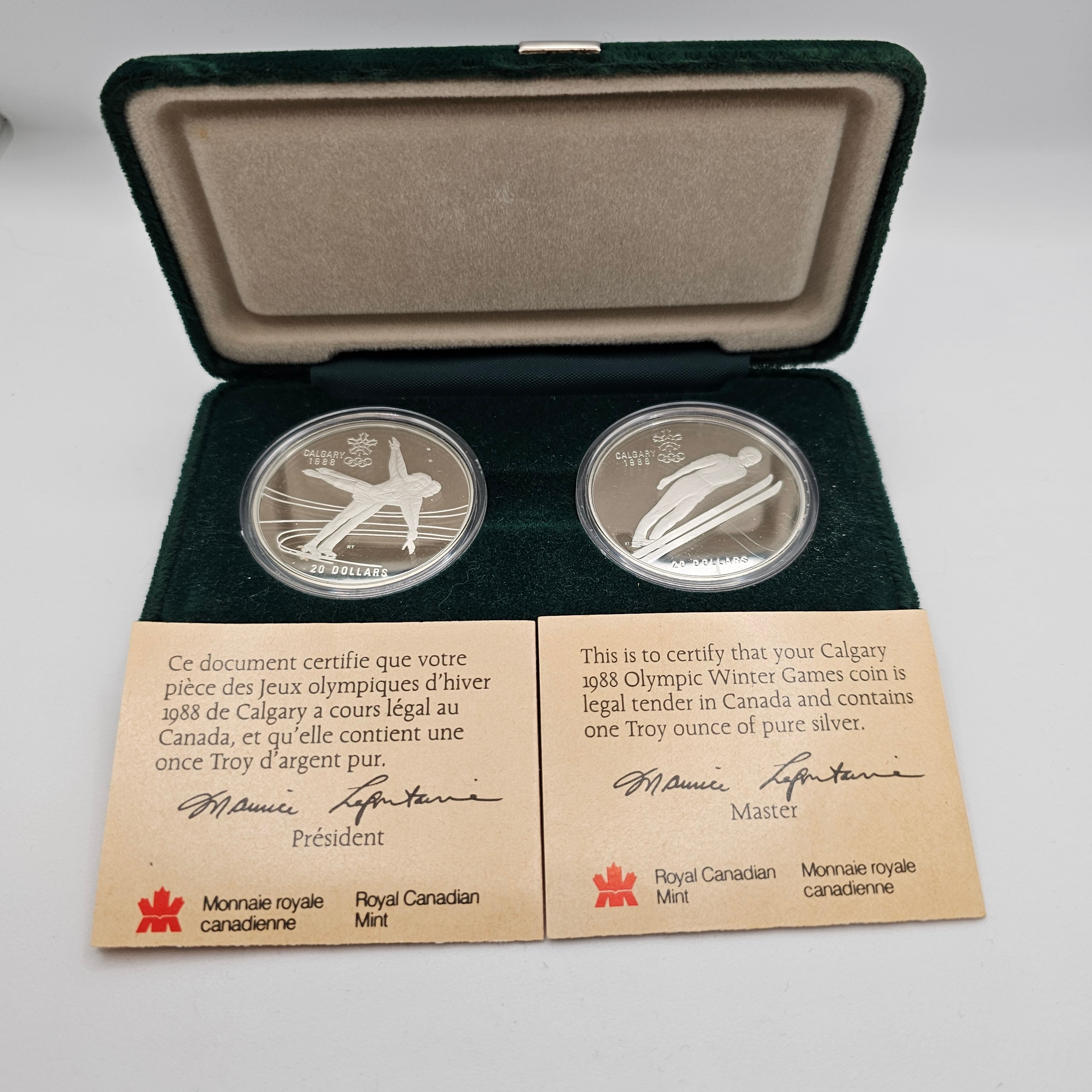 希少】カナダ カルガリーオリンピック記念コイン 20ドル銀貨 1988年  