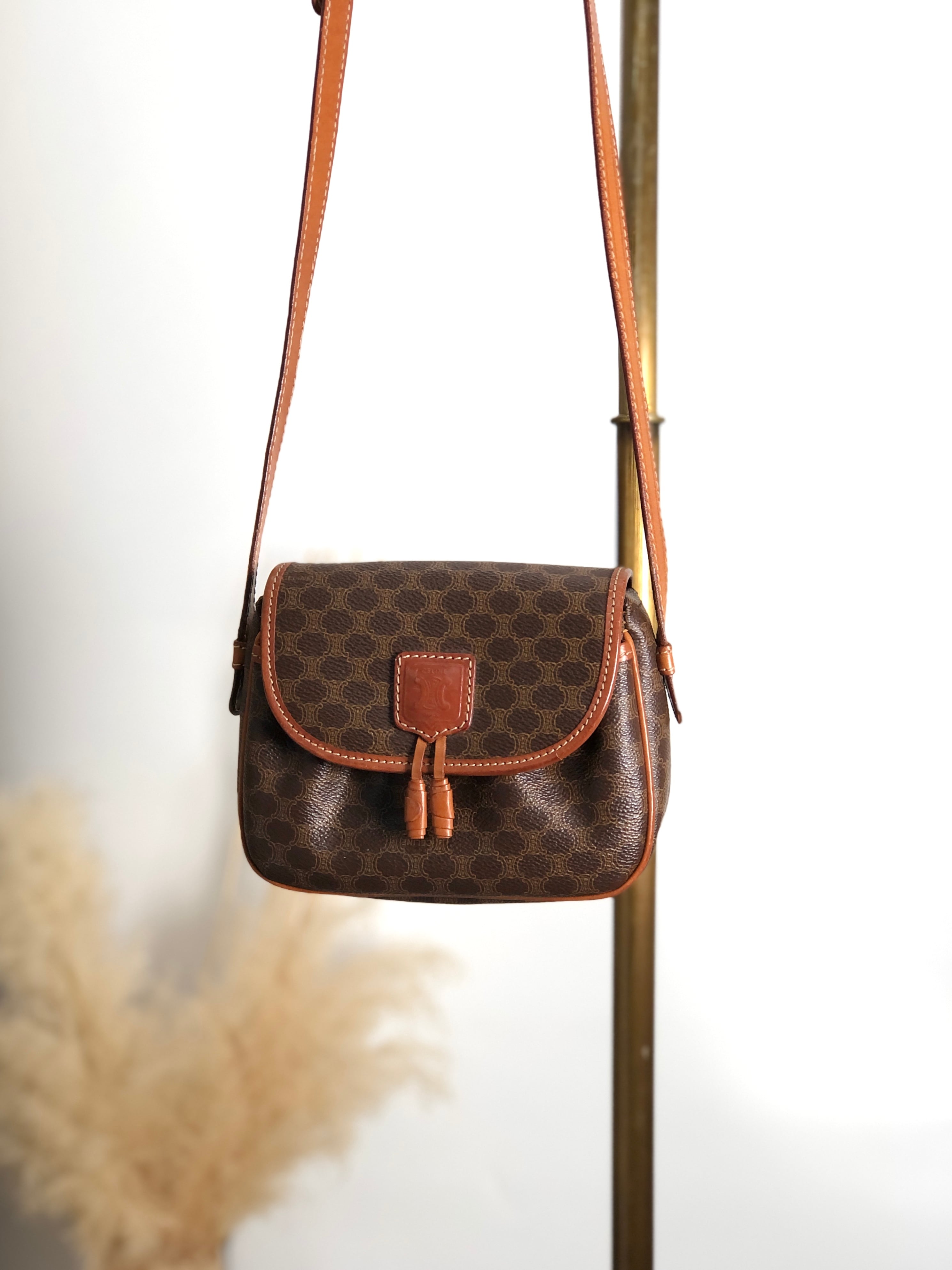 CELINE セリーヌ マカダム ショルダーバッグ ブラウン ブラゾン