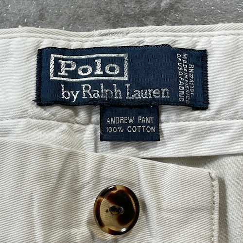 90s Ralph Lauren USA生地メキシコ製 36/36 ホワイトチノ 詳細写真2