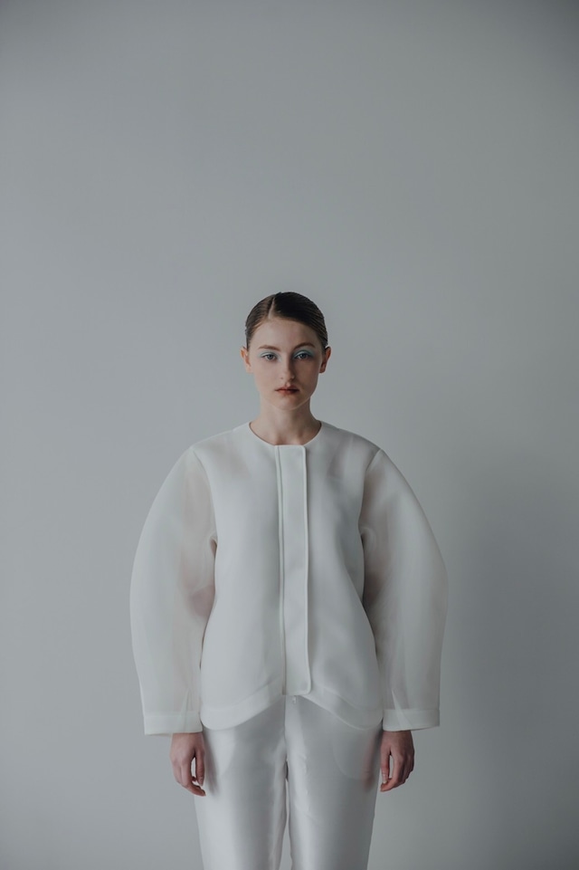 sheer cardboard blouson (white)