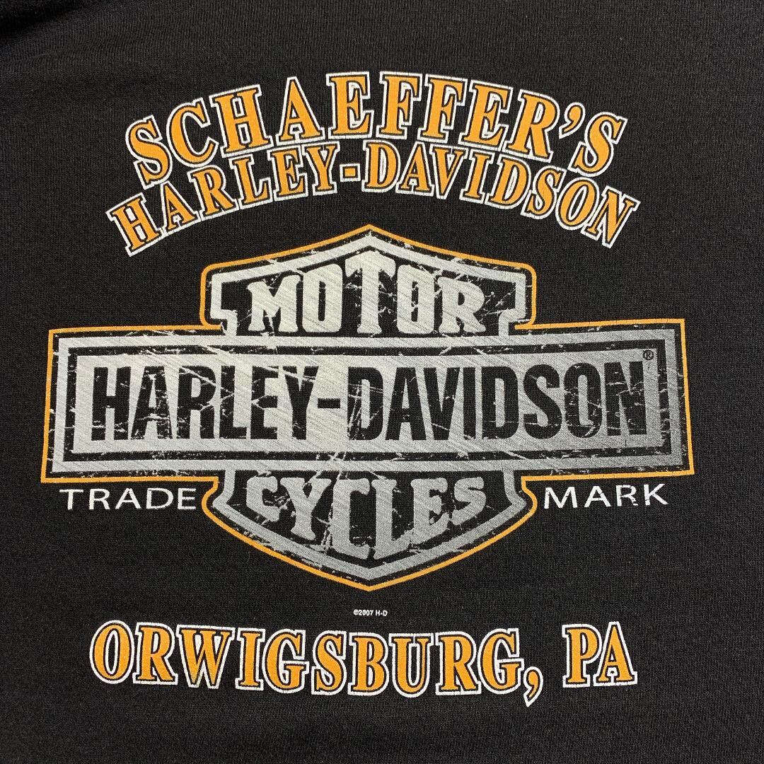 ハーレーダビッドソン スウェット プリント S 黒 ブラック 鷲 古着