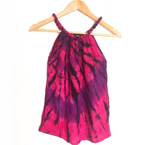 タイダイ柄 リゾートワンピース(ピンク×パープル)100~110cm【バリ島直輸入】