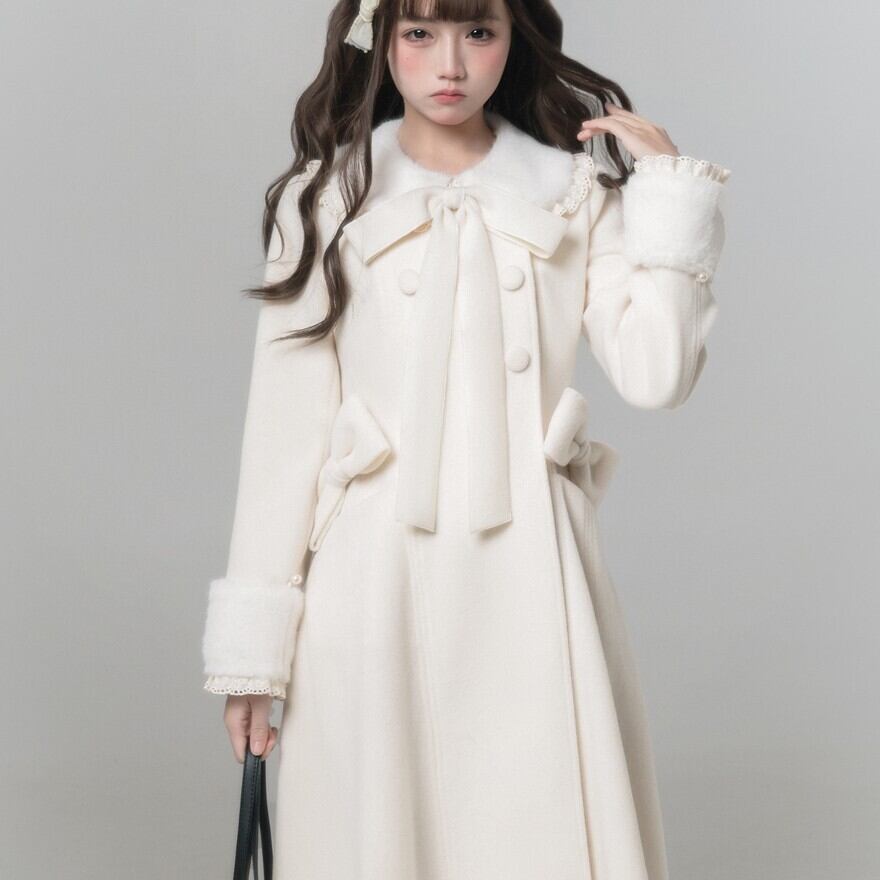 量産型 ロングコート リボン×ファー×フリル 姫系 参戦服向け｜WithU