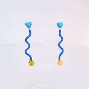 くねくねポップ Pierces / Earrings -memphis blue-