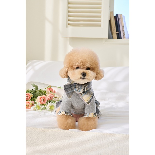 【1~2営業日発送】リボンチェックマフラー(BLUE)