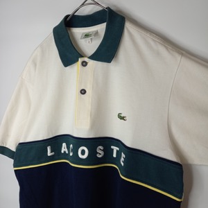 ラコステ　旧タグ　ポロシャツ　半袖　刺繍ロゴ　シェルボタン　ビッグロゴ
