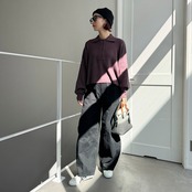 オーバーショートポロknit/マロン