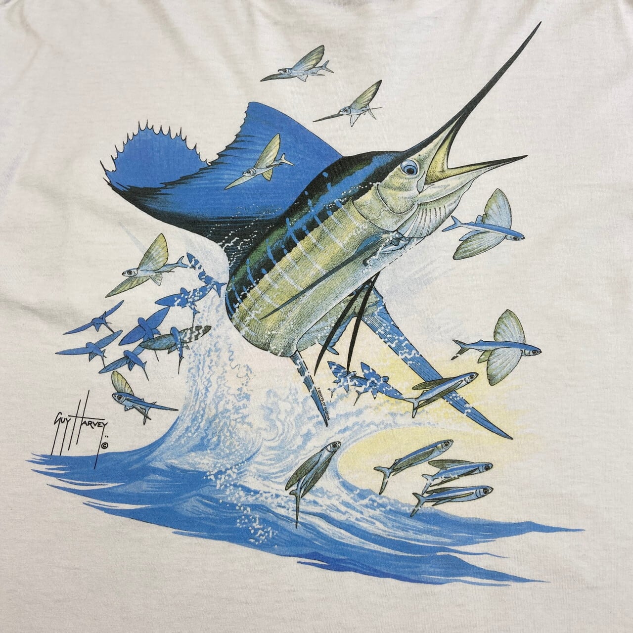 90年代 USA製 GUY HARVEY ガイ ハーベイ アート 魚 バックプリント T 