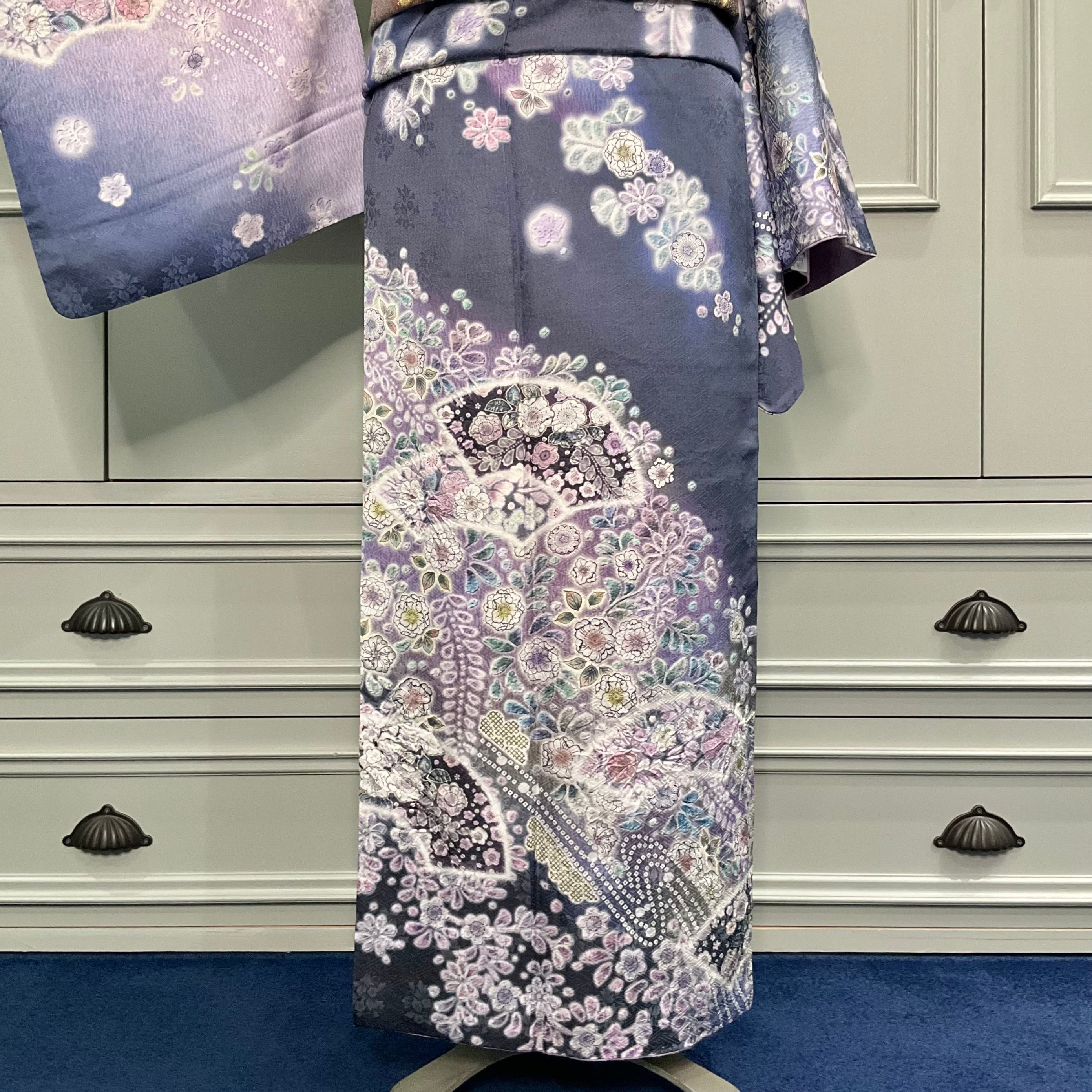 tall＊藤と桜の饗宴＊訪問着セット 辻ヶ花模様 流水 地紙 卒業式 入学