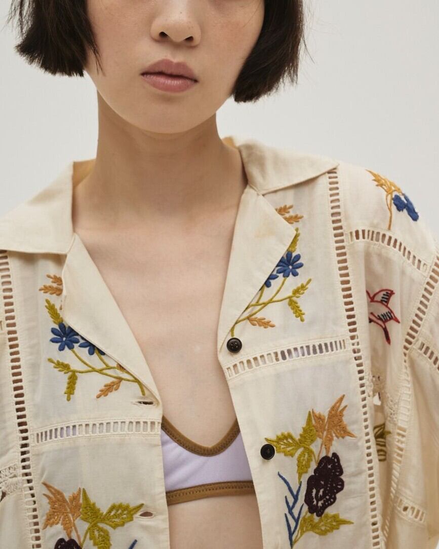 todayful マスタード　ペイントシャツ TODAYFUL(トゥデイフル) Embroidery Patchwork Shirts | サウス