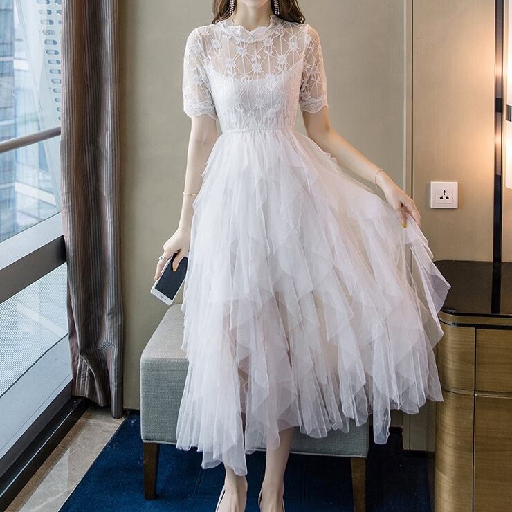 ワンピース レディース ドレス ロングワンピース 膝丈 ひざ丈 ミディアム丈 袖あり 半袖 レース チュール 透け感 かわいい 大人可愛い きれいめ シンプル 上品 エレガント 清楚 フェミニン シック おしゃれ お洒落 綺麗 お嬢様 フォーマル おとな ナチュラル 送料無料 ガーリー 個性的 レトロ モダン ロマンチック 華やか 無地 デート 女子会 パーティー イベント S M L XL ホワイト ブラック 春 夏 10代 20代 30代 40代 ママ 女性用 韓国 コーデ スタイル プチプラ モテ