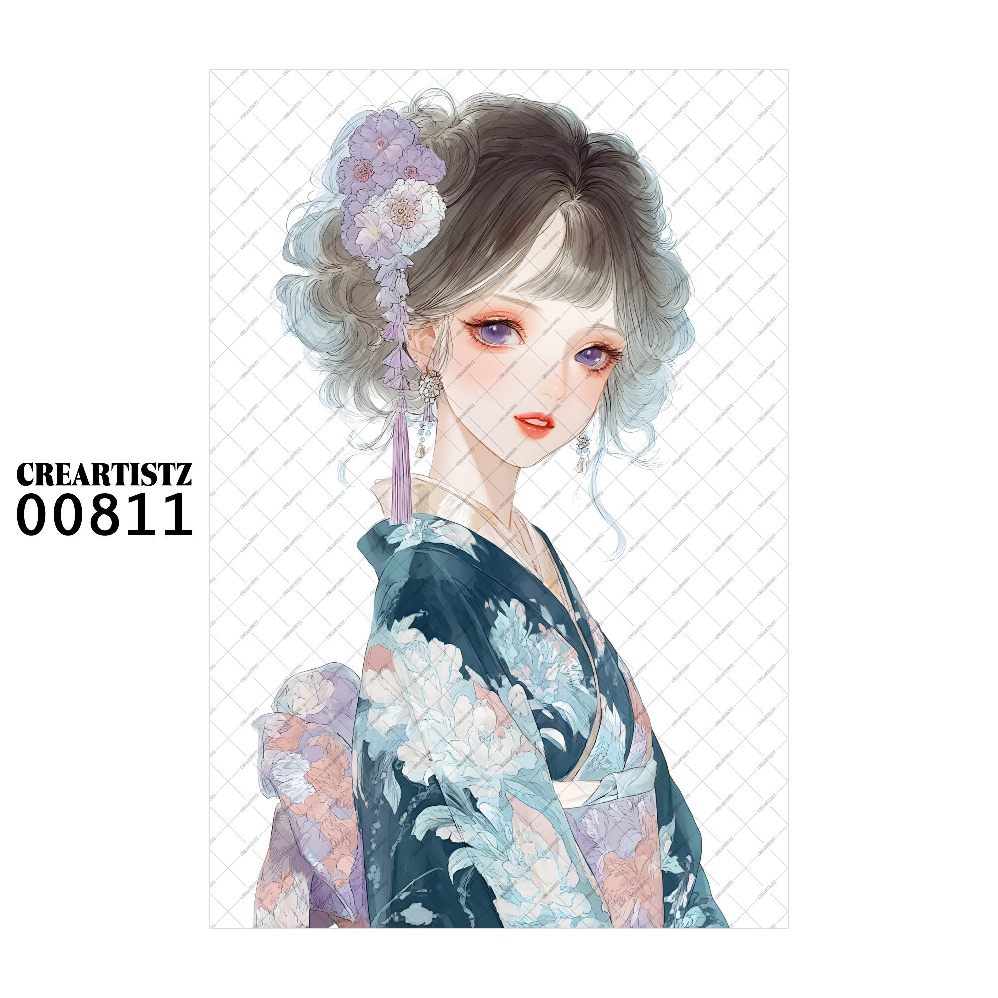 00811 ガール キュート オリジナル ペーパー/ステッカー 4枚セット CREARTISTZ