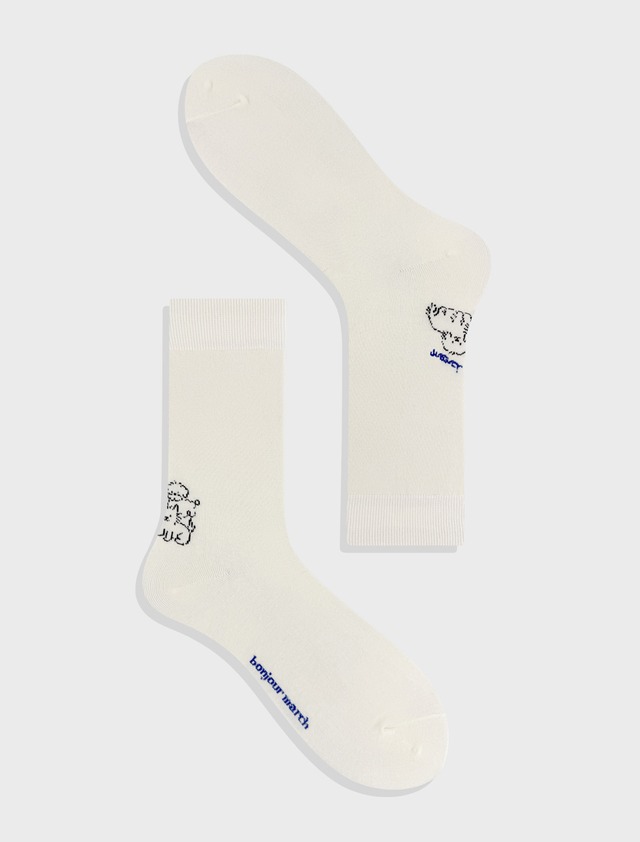 Three dogs socks_ivory ※再入荷※