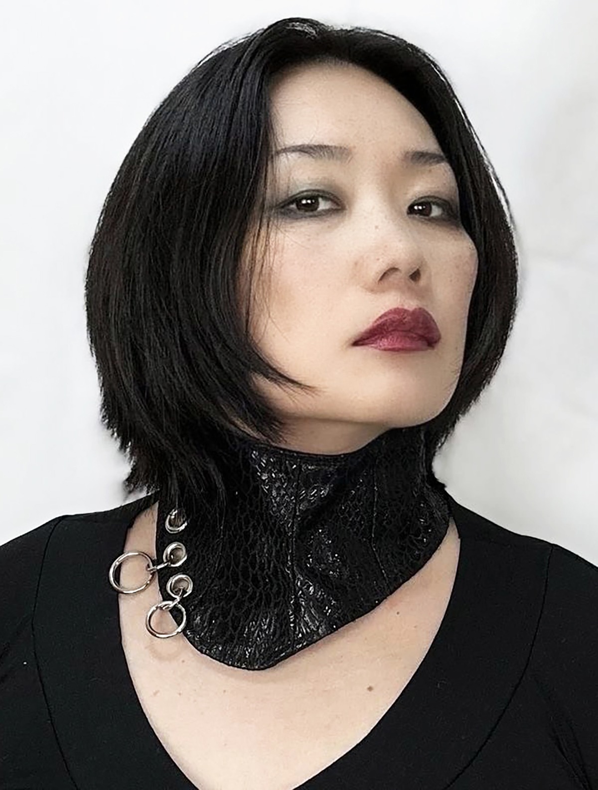 Y3K futuristic fashion goth gothic neck dress neck corset scale 