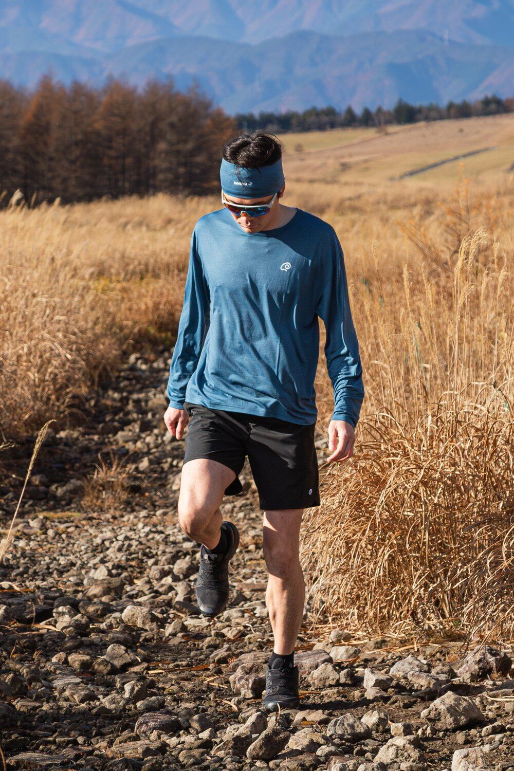ACTIVE WOOL 100% LONG-SHIRT BLUE (UNISEX） | RIMENO