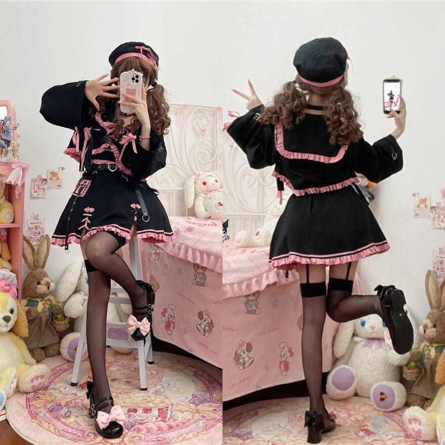 BIGすのチル服　すのチル服　かっこ　黒、ピンク 予約受付中】すのチル コスチューム 黒スーツ 服 RAYS 衣装 ピンク担当