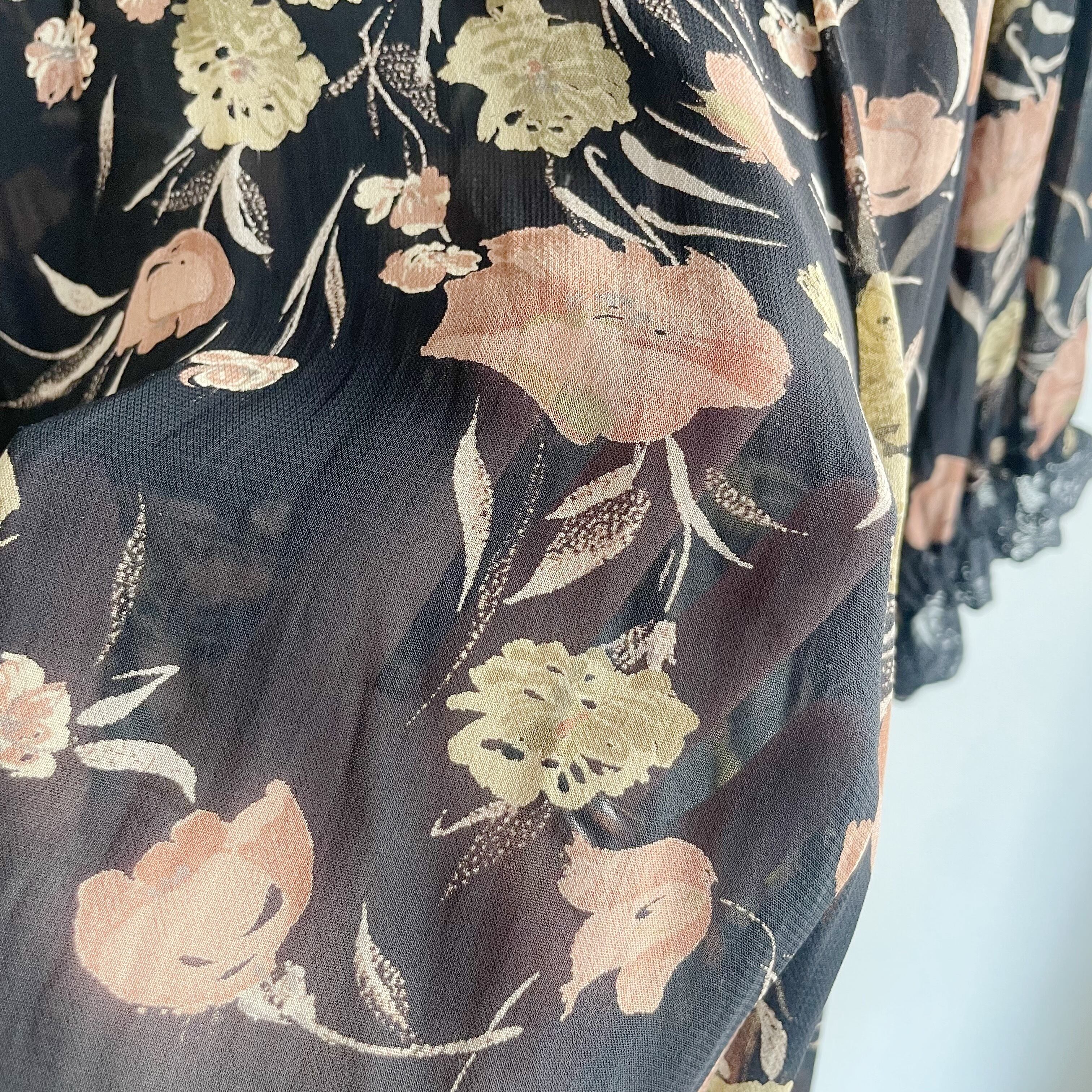 ブラック花柄シアーワンピース | Boutique888