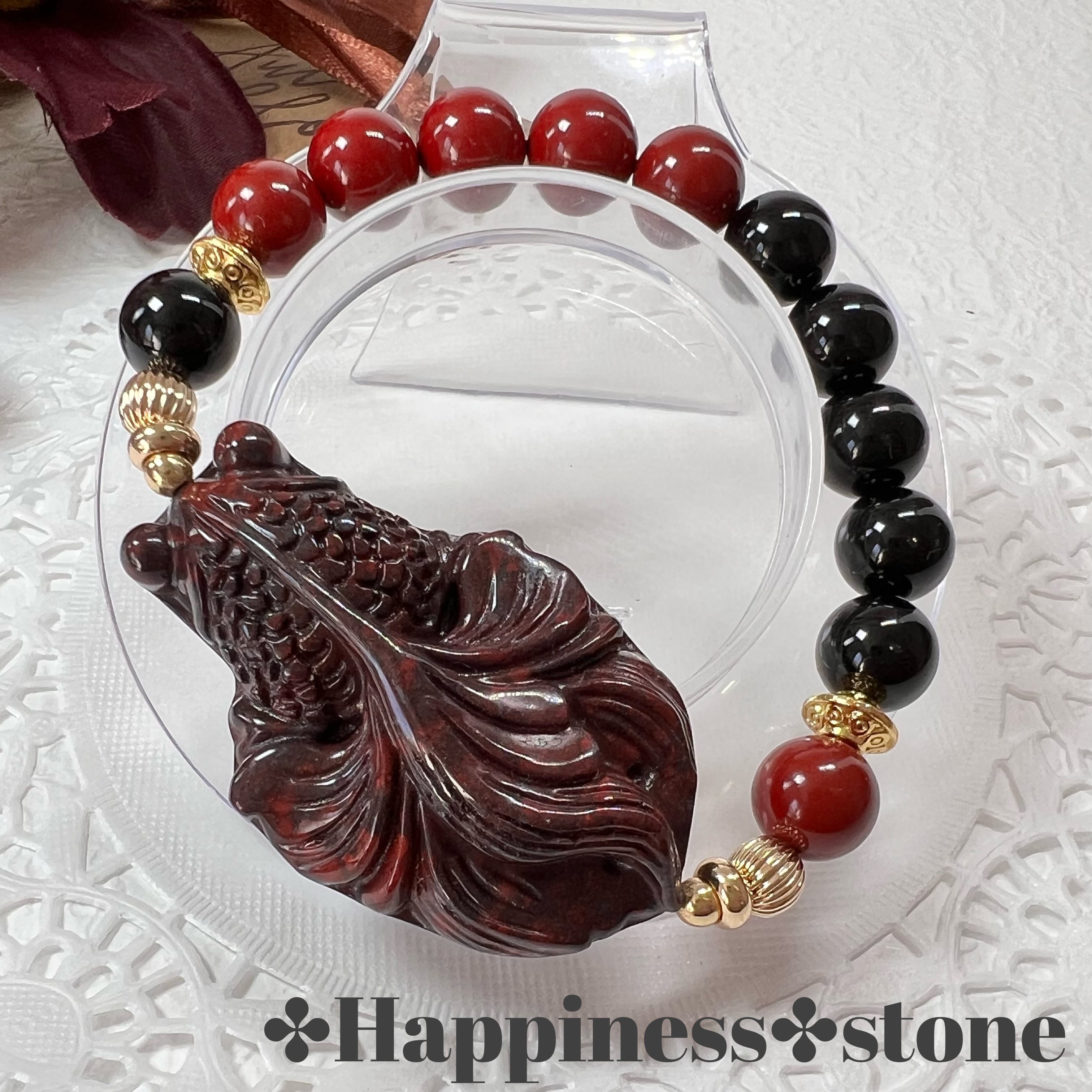 【ブラッドストーン金魚ブレスレットϵ( 'Θ' )϶】♥送料無料♥天然石 パワーストーン