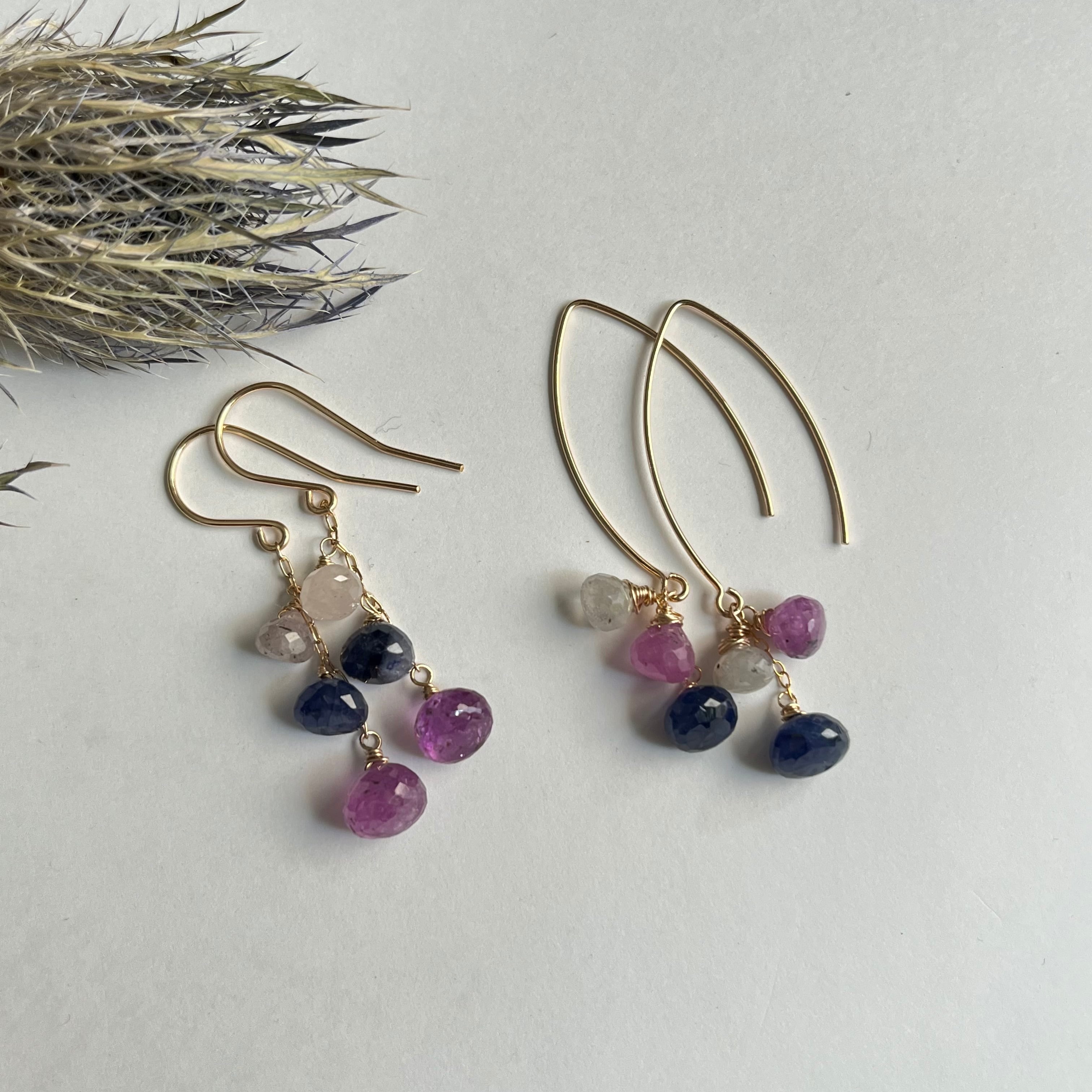 14kgfブルーオパライズドウッド・サファイアピアス/イヤリング ベスト 14kgfブルーオパライズドウッド・サファイアピアスsイヤリング