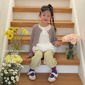 韓国子供服 / ninibello / Eyelet Tulip Layered T-shirt / 長袖Ｔシャツ *XS~XXL*