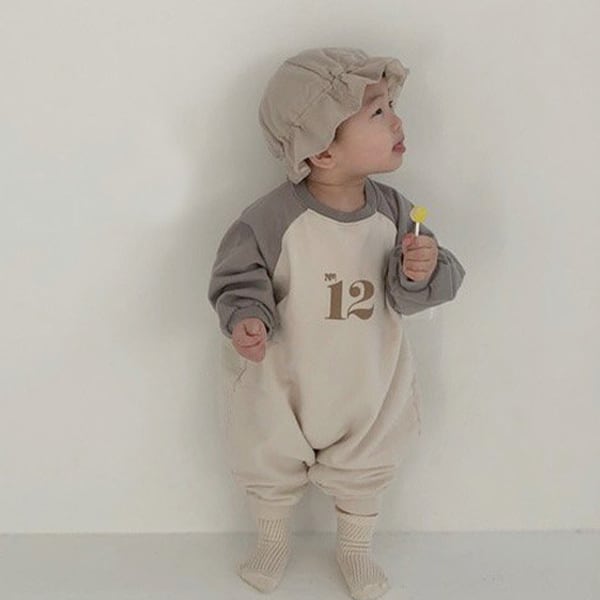【BABY&KID】カラー切り替え数字柄オールインワン 全2色