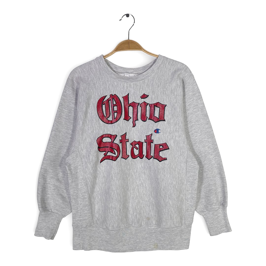 90s チャンピオン USA製 リバースウィーブ エラー品 珍ピオン OHIO STATE 刺繍タグ ヴィンテージ スウェット CHAMPION サイズM 古着 CF1012