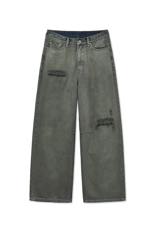 [Matin Kim] BACK LOGO WIDE DENIM PANTS IN SMOKE BLUE 正規品 韓国ブランド 韓国通販 韓国代行 韓国ファッション マーティンキム matinkim 日本 店舗
