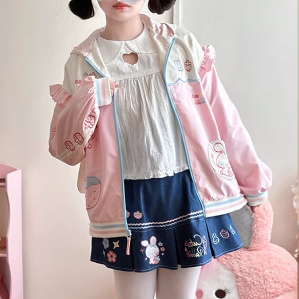 ゆめかわ♡うさぎといちごのフリルデニムスカート jya20 | ゆめ ゆめかわ♡うさぎといちごのフリルデニムスカート jya20 | ゆめ