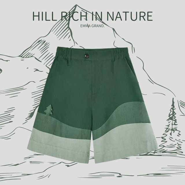 自然豊かな緑の丘グリーンハーフパンツ 【メンズ】E00403