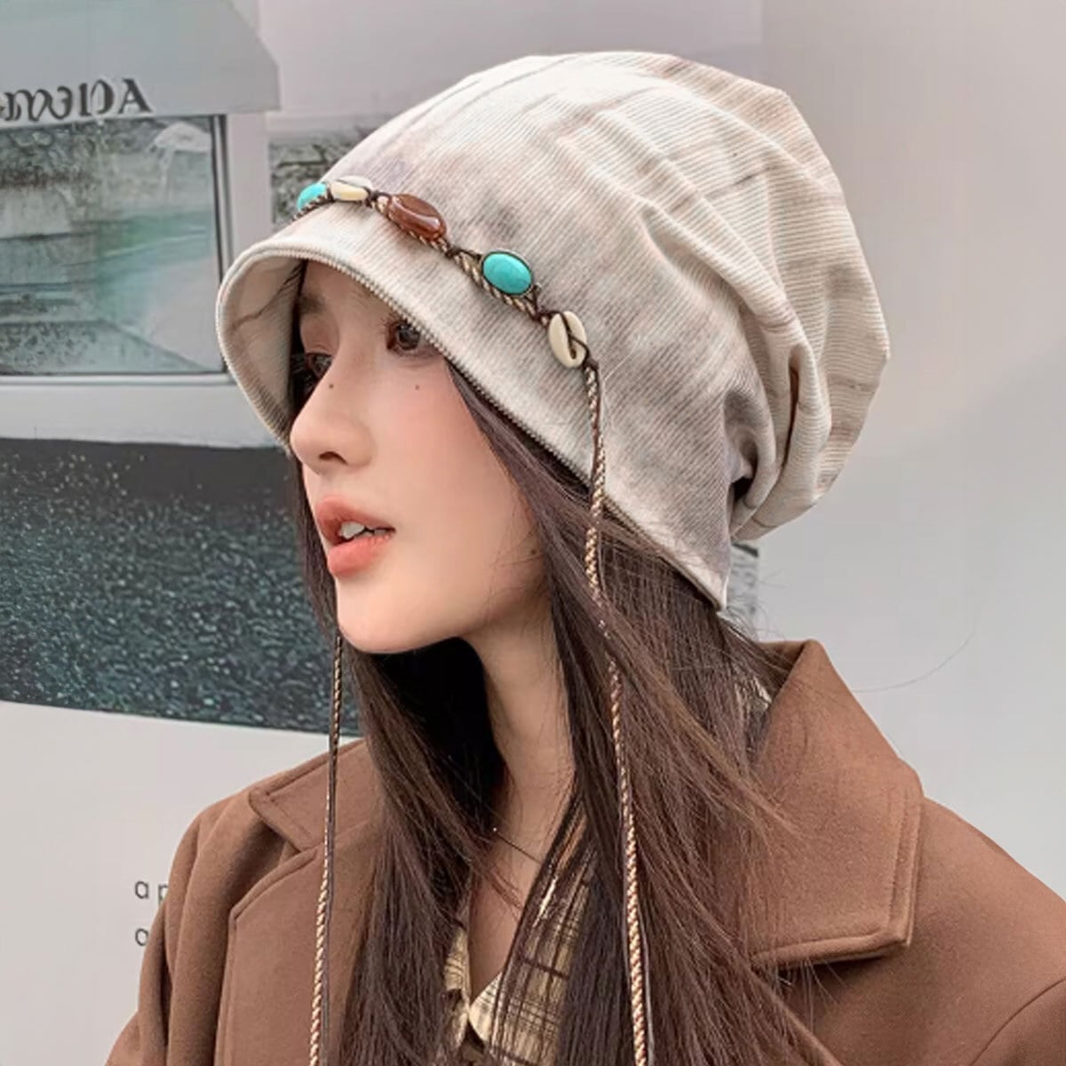 ルーズ ワッチキャップ 装飾付き 帽子 レディース 春秋冬 韓国 おしゃれ 大人 カジュアル レトロ 被りやすい 柔らかい 軽量 ストリート 原宿系 大人可愛い 大人女子