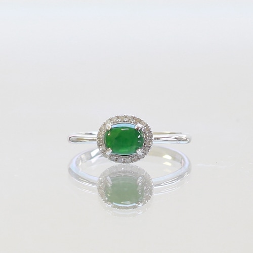 うる艶グリーン翡翠リング【K10YG forest green jade diamond】jd_rg2047
