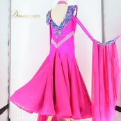 社交ダンス 衣装 スタンダードドレス ワンピース スタンダード フロート レース デモ 競技 ダンス パーティ 発表会 ピンク 青 大きめ ピンク系 ブルー系 高級感 発表会衣装 おしゃれ ヴィヴィッドカラー ダンス衣装 ビビッドピンク 競技用ドレス フォーマル