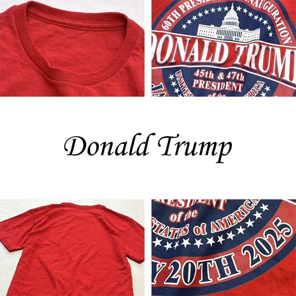 1点物◇ドナルドトランプ大統領2025赤プリントTシャツ古着メンズML