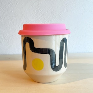 STEPH LIDDLE "The Moment Cup" Wiggle with Yellow Dot -white stoneware