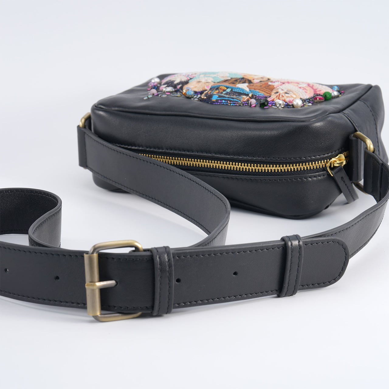 刺繍ショルダーバッグ Sewing Sisters Cats(Black) | tamaobazaaar