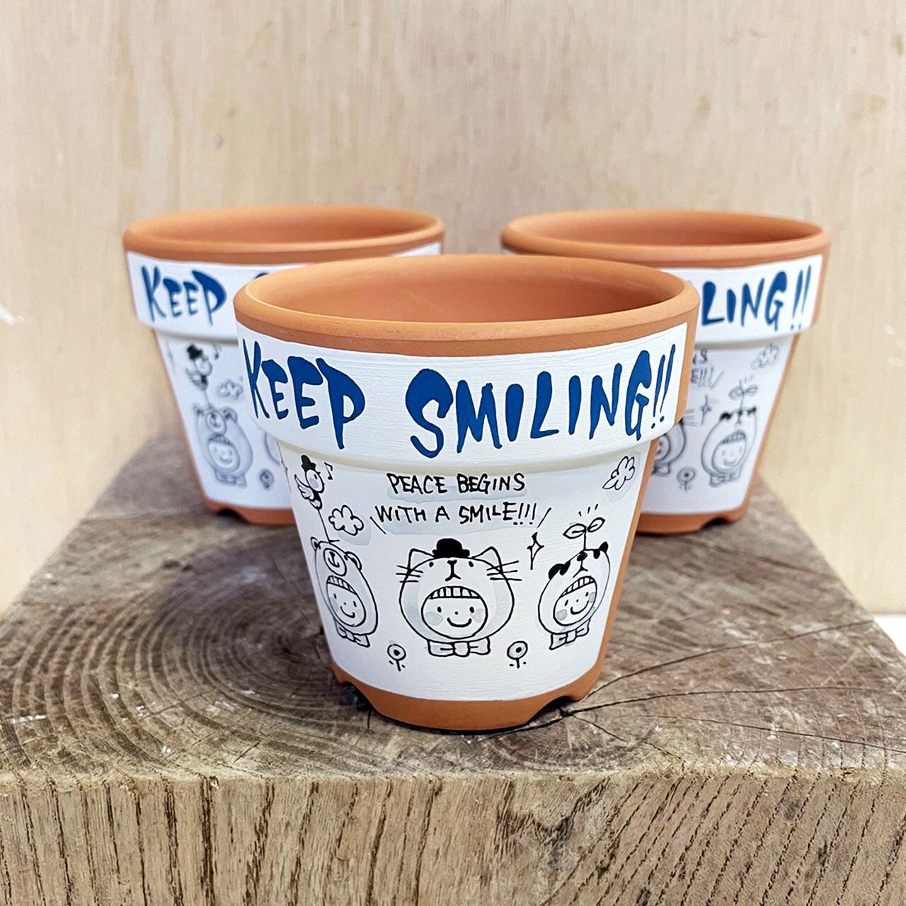 リメイク鉢】アレンジ鉢 アウトレット平鉢 浅鉢6号 KEEP SMILING