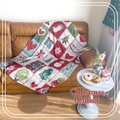 ”再入荷納期確認中★即納"Christmas blanket100×150 : クリスマス パッチワーク風 ブランケット マルチクロス 撮影用