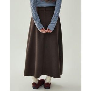 wool blend flared long skirt